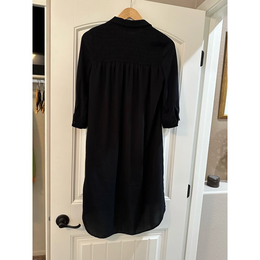 Simply Vera Wang Womens Smocked Shirt Dress Lightweight Size M Black witchy goth - Picture 7 of 15
